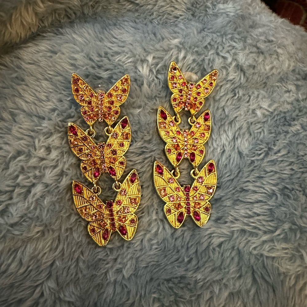 Target Gold and Pink Butterfly Earrings